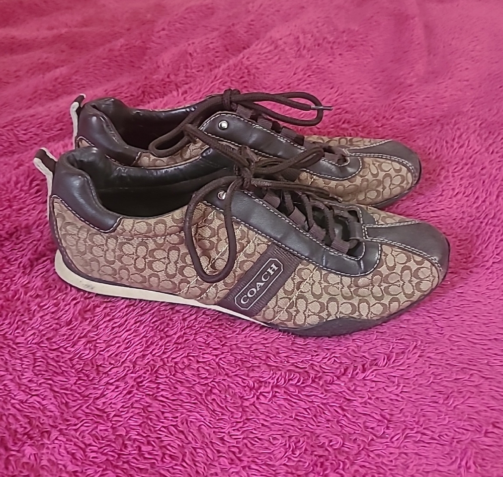 Coach Brown and Black Monogram Sneakers